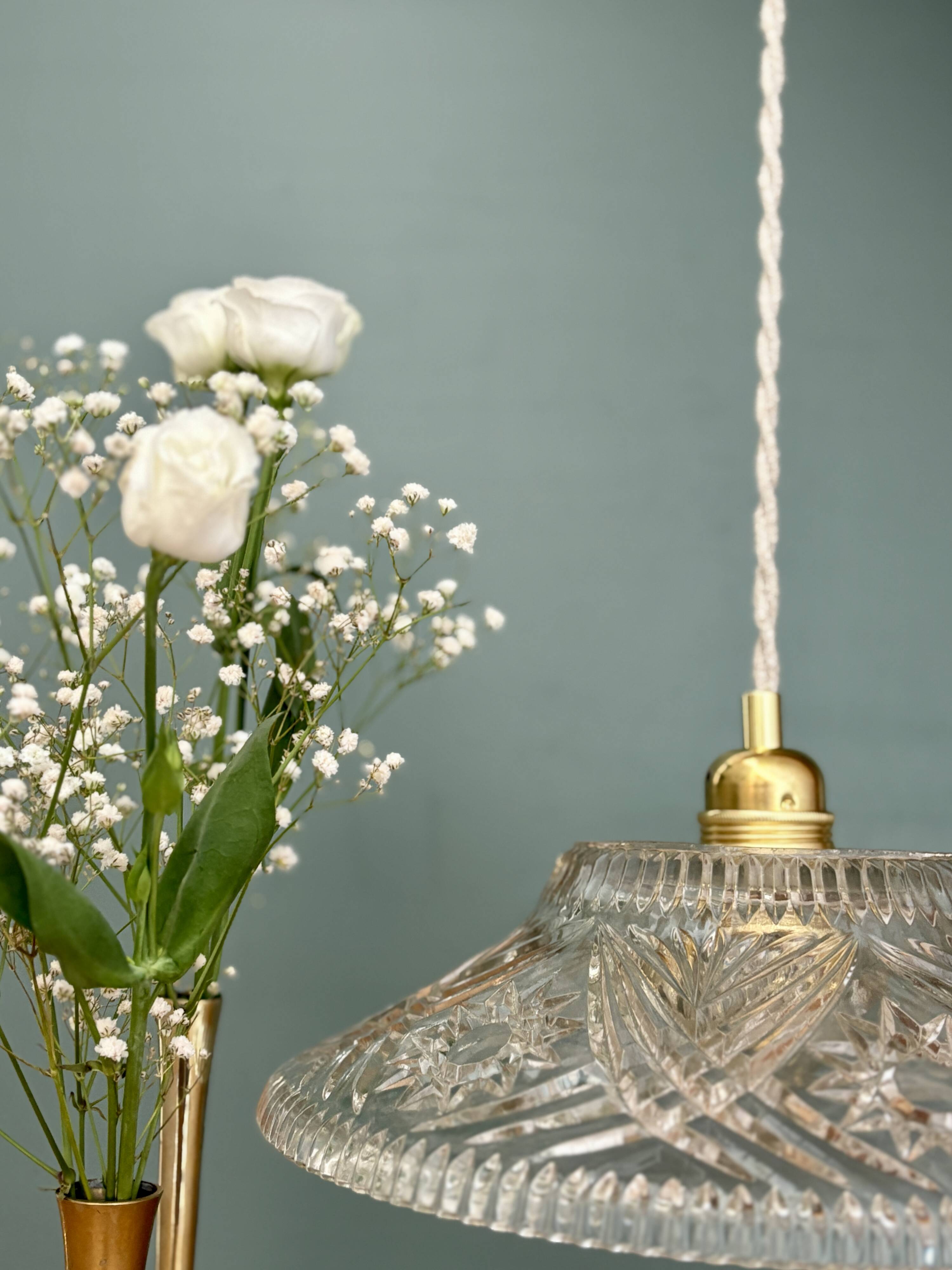 Vintage glass pendant lampshade - tableware collection -
