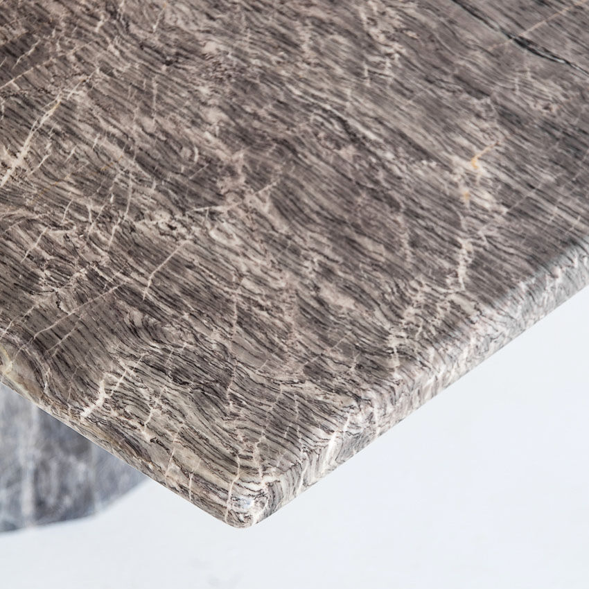 Vintage dining table. Gray marble. Italy, 90s