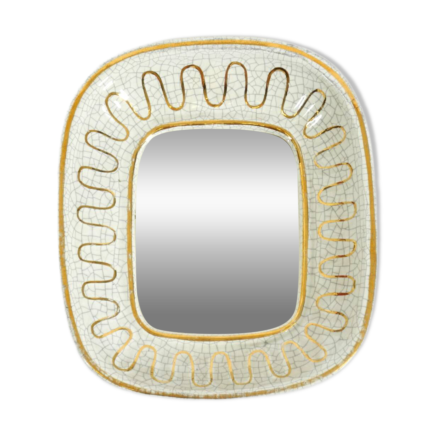 Beautiful small Art Deco ceramic mirror by Gmundner Keramik Austria, 1920