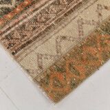 2x9 Vintage Brown & Cream Turkish Runner Rug, 60x263Cm