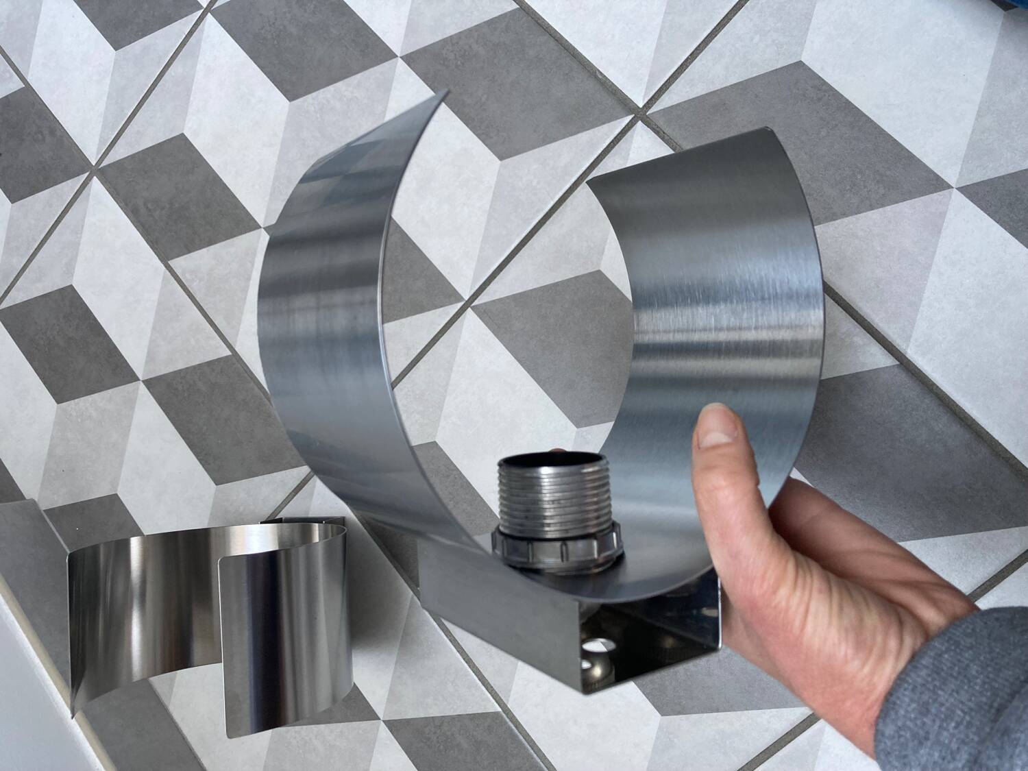 Pair of Space Age brushed metal wall lights