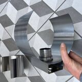 Pair of Space Age brushed metal wall lights