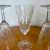 Set of three Reims crystal flutes 1950