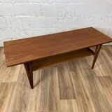 Vintage Scandinavian teak coffee table with bobbin legs, 60s