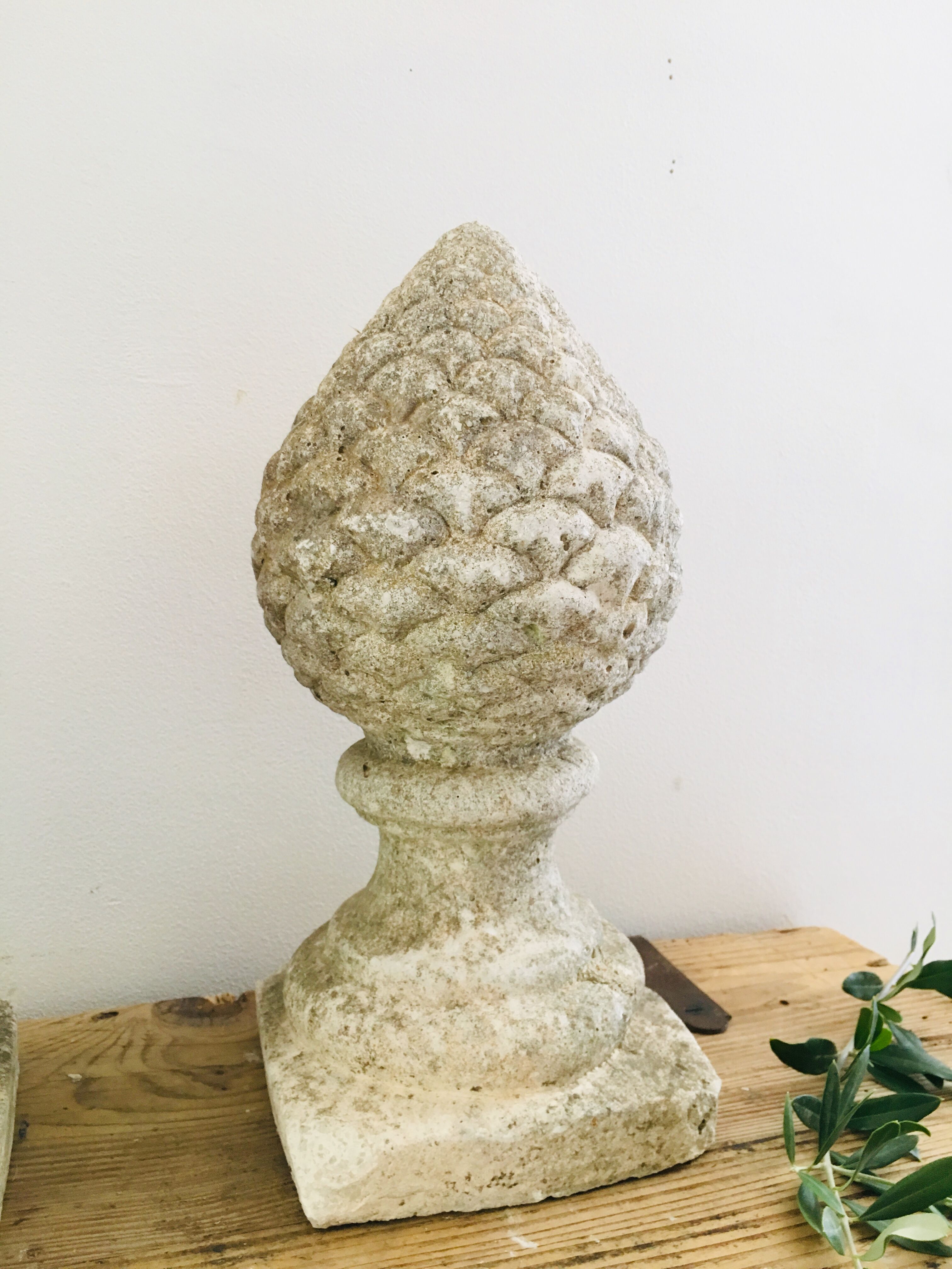 Pair of stone pine cones