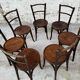 Set of 7 old Baumann bistro chairs in curved wood with round seat