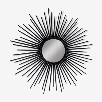 Miroir soleil Chaty Vallauris noir années 60 - 70cm