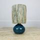 Blue ceramic ball lamp with wool lampshade, vintage