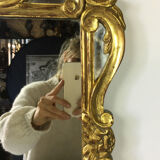 Mirror wooden gold and patinated sculpted décor hectic 55x37cm