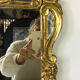 Mirror wooden gold and patinated sculpted décor hectic 55x37cm