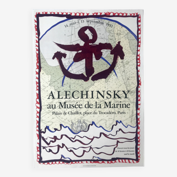 Original lithograph poster by Pierre ALECHINSKY, Musée de la Marine, 1992