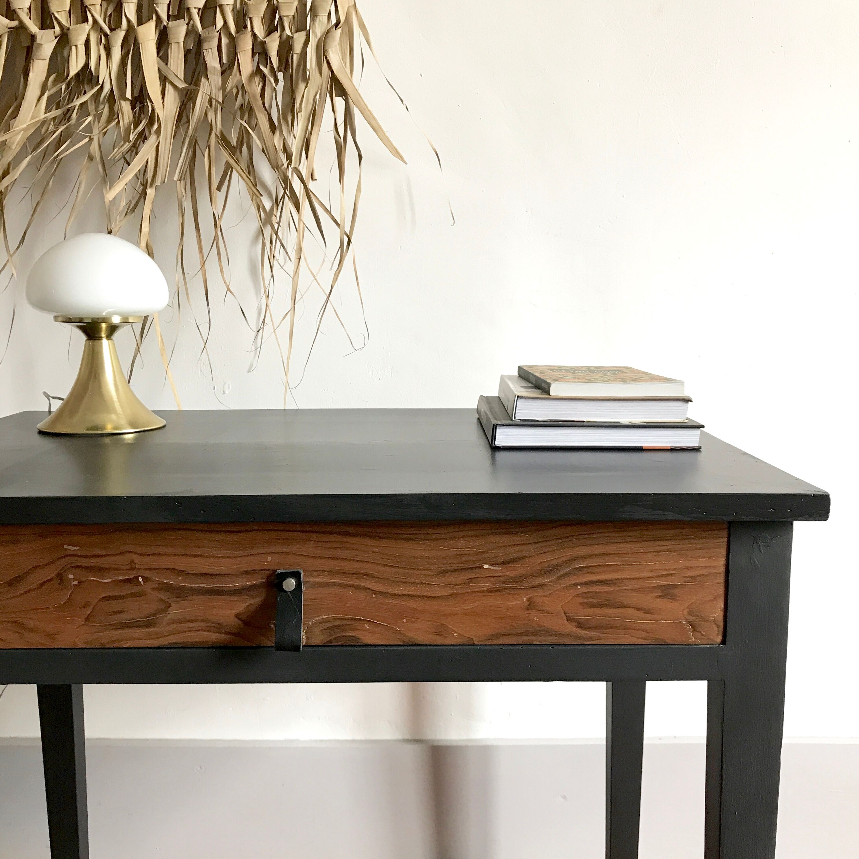 Wooden and black desk