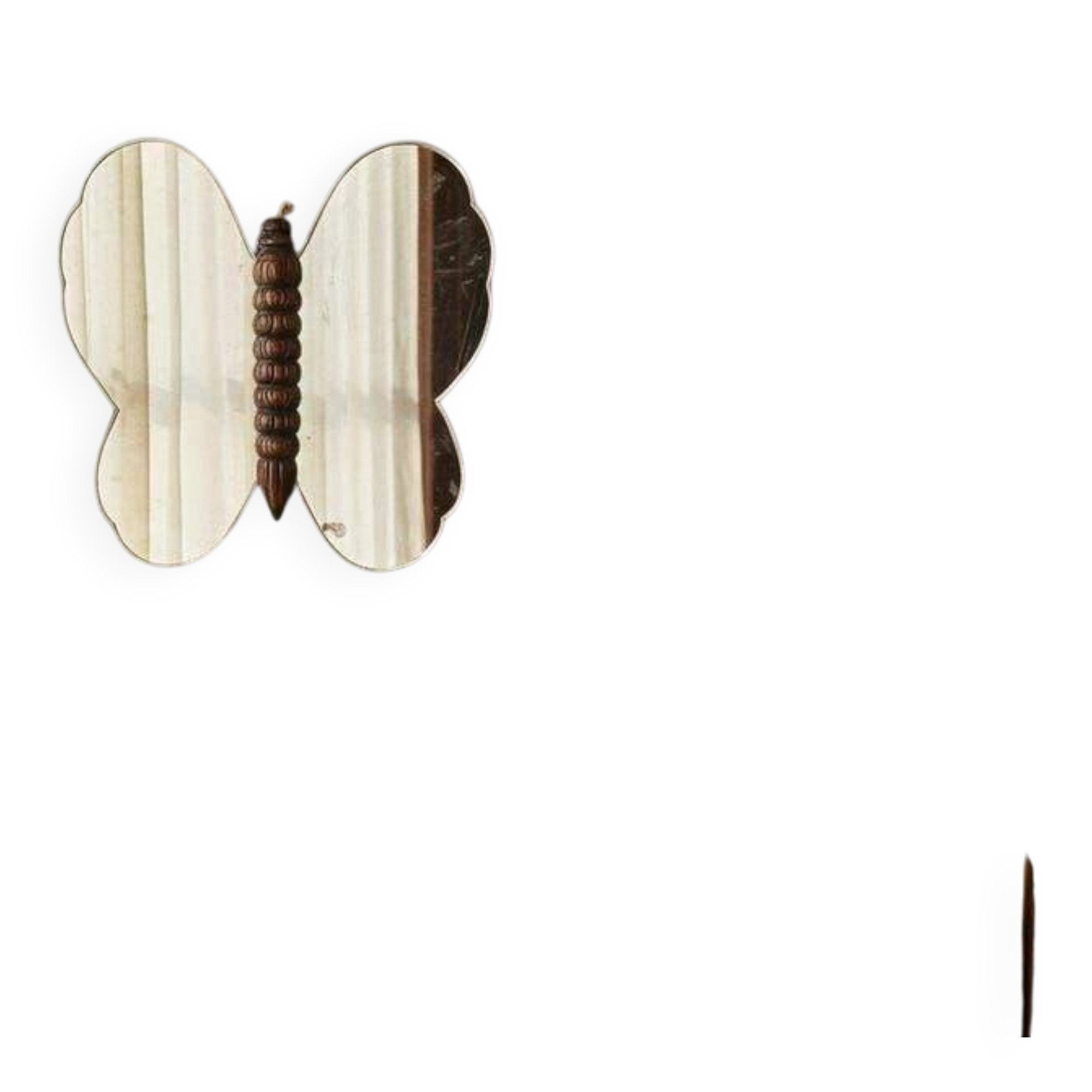 Vintage wall mirror "Butterfly" with wooden accent