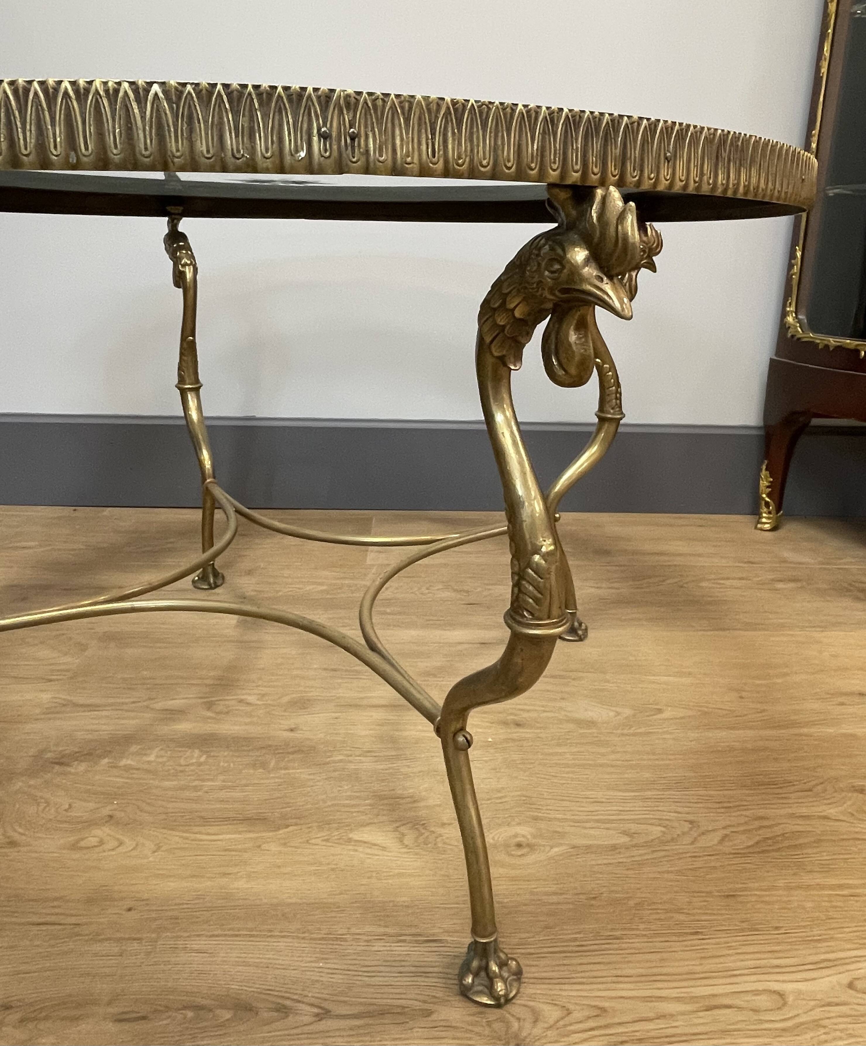 Coffee table, base with rooster decoration