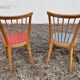 Paire de chaises scandinave bleu et rouge