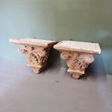 Early 20th Century French Plaster Wall Consoles In A Church Architectural Style