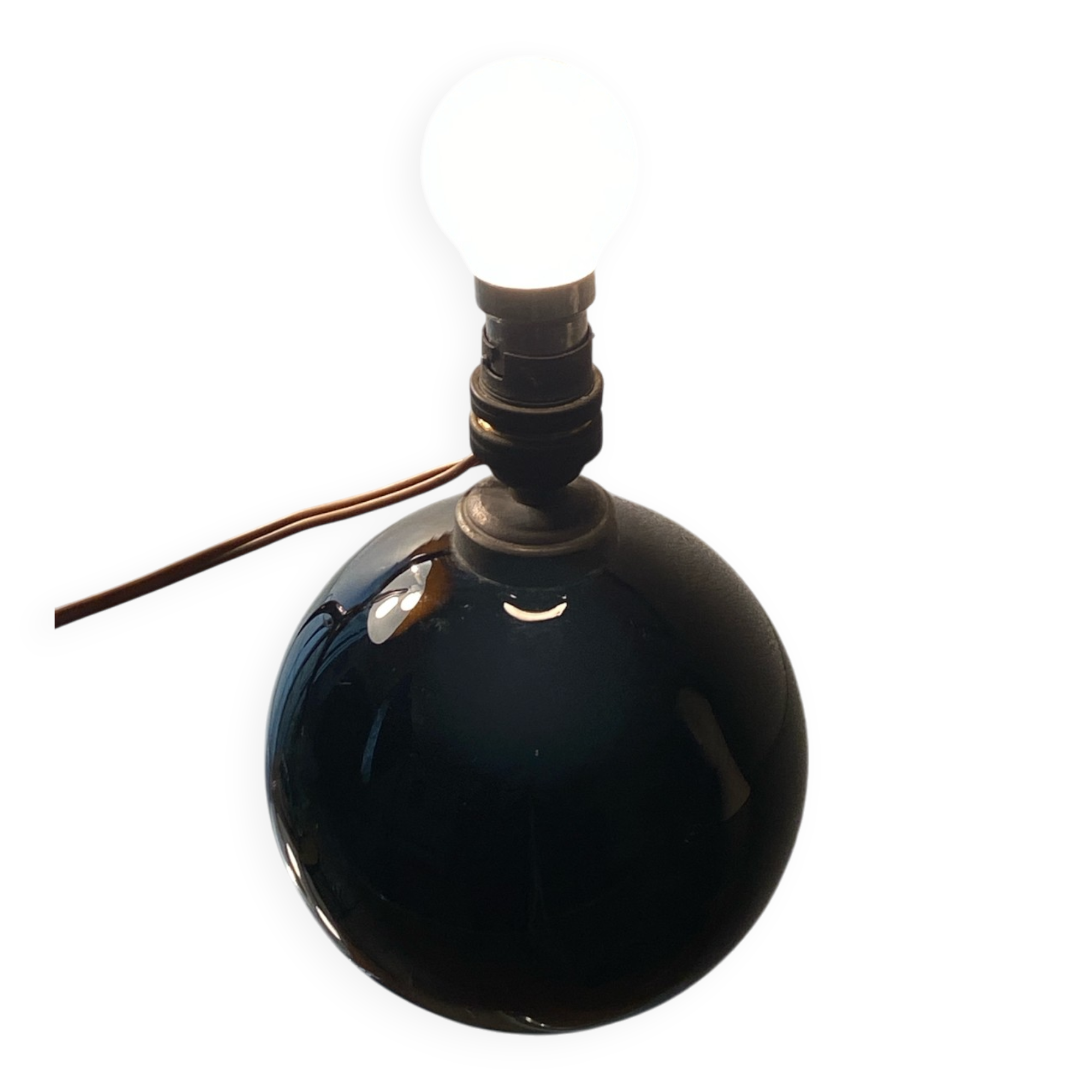 Black opaline glass globe lamp