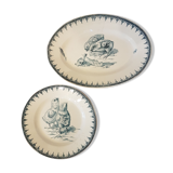 Compotier set and oval flat Iron Earth