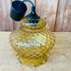 Vintage striated amber glass pendant lamp