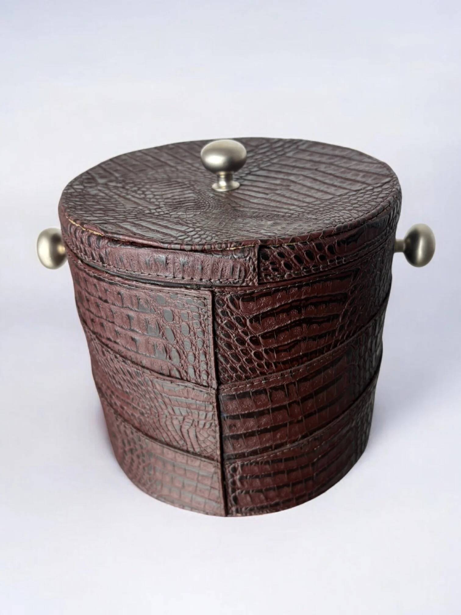 Regency leather ice bucket with tongs, Italy, 1970s