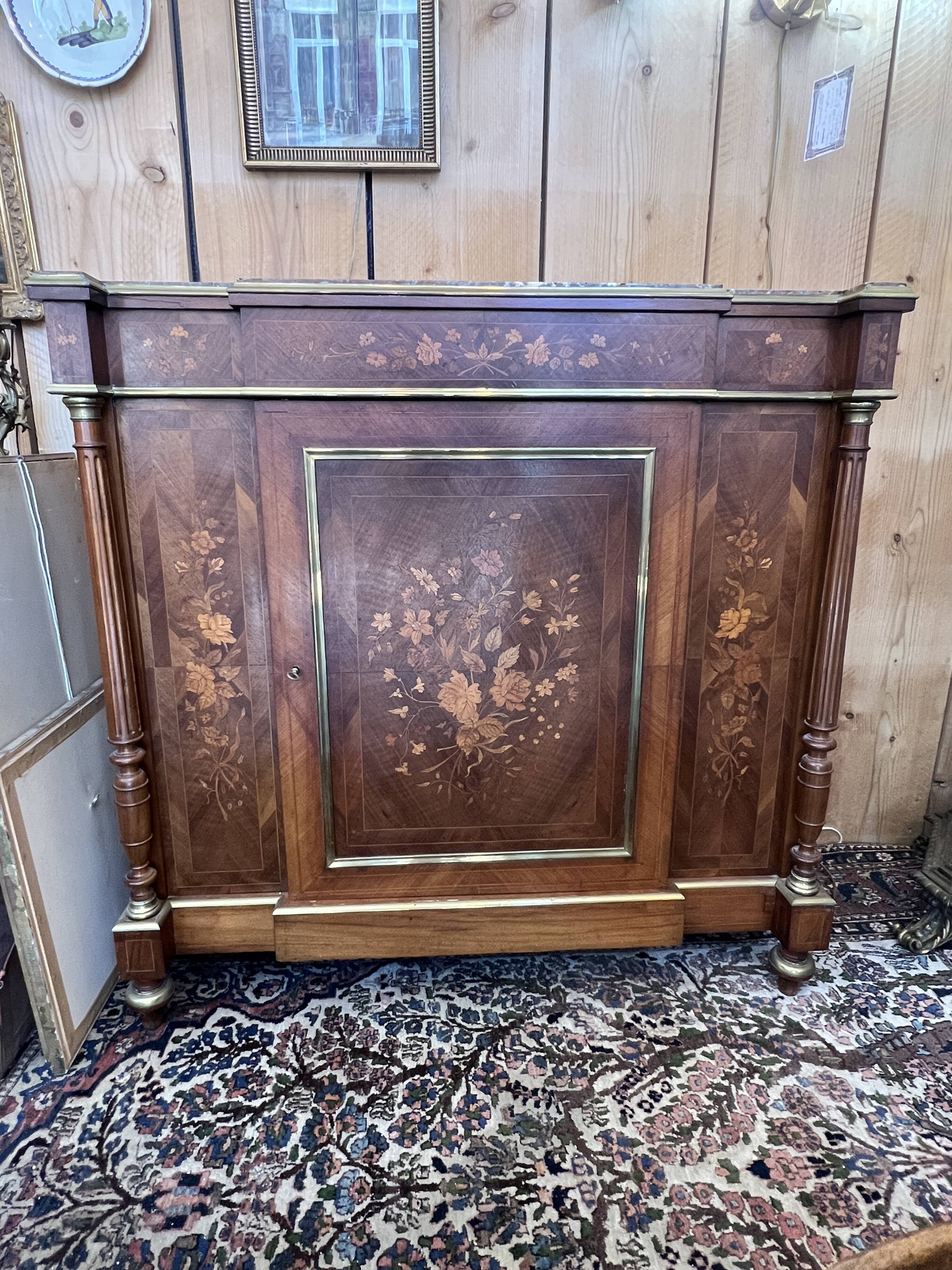 Napoleon III sideboard, rosewood and floral marquetry, 19th century