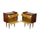 Pair of vintage wooden bedside tables brass handles 60s design