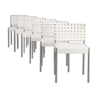 21st Century italian design chair white leather set/6