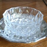 Crystal ravier on silver metal plate