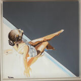 Seated woman painting
