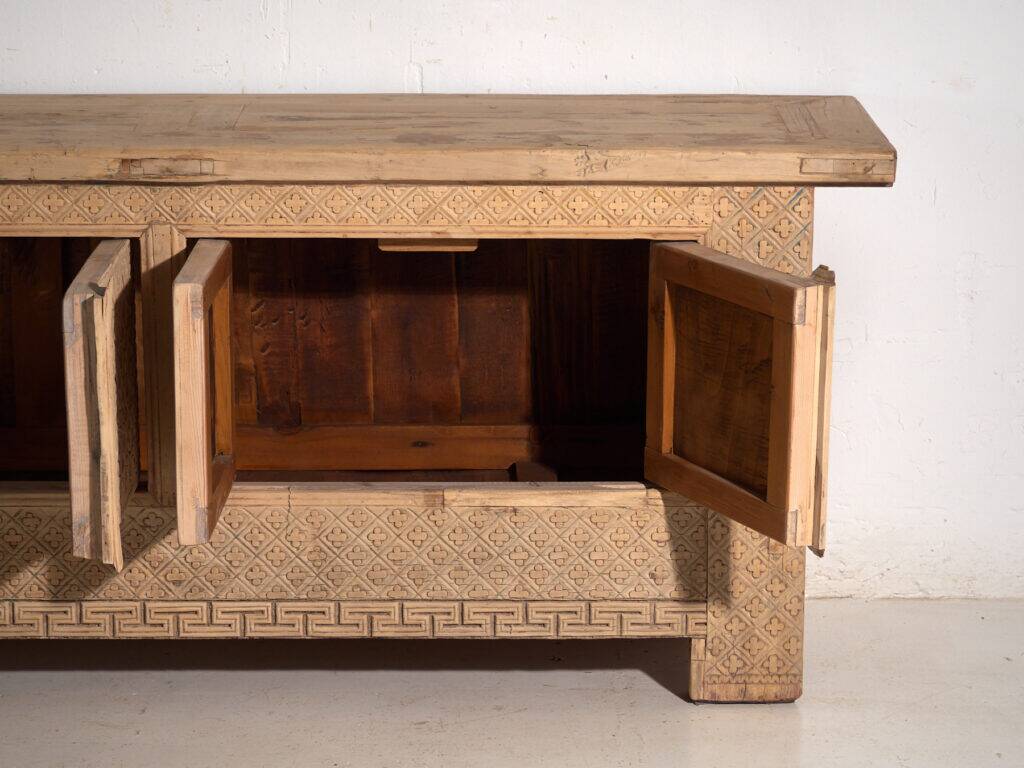 Old carved pine wood buffet – Gansu, around 1900