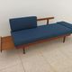 Vintage Norwegian Daybed sofa in teak and petrol blue fabric by Ingmar Relling for