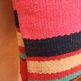 Multicolored striped wool cushion