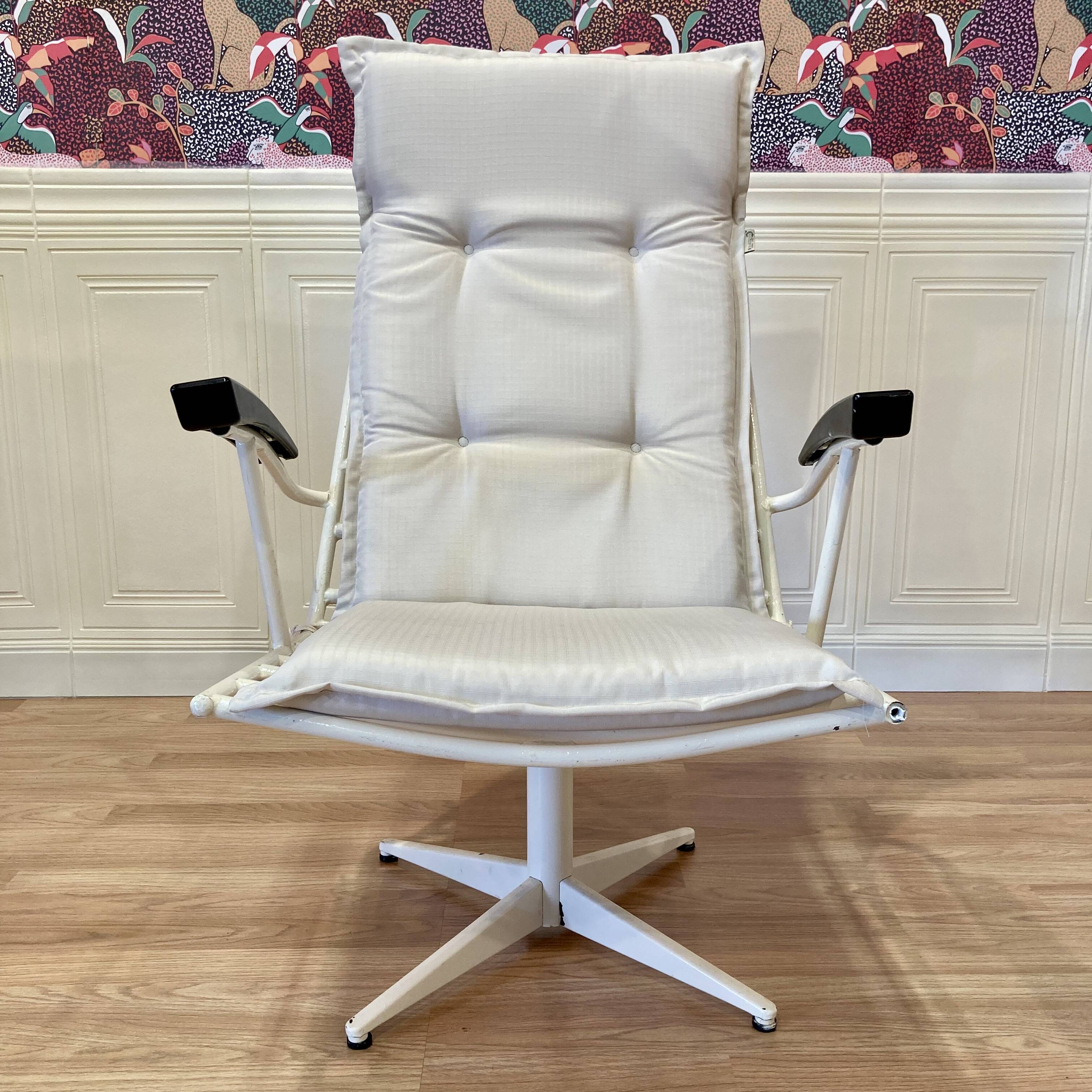 Pair of metal and Bakelite armchairs, 1960s design.