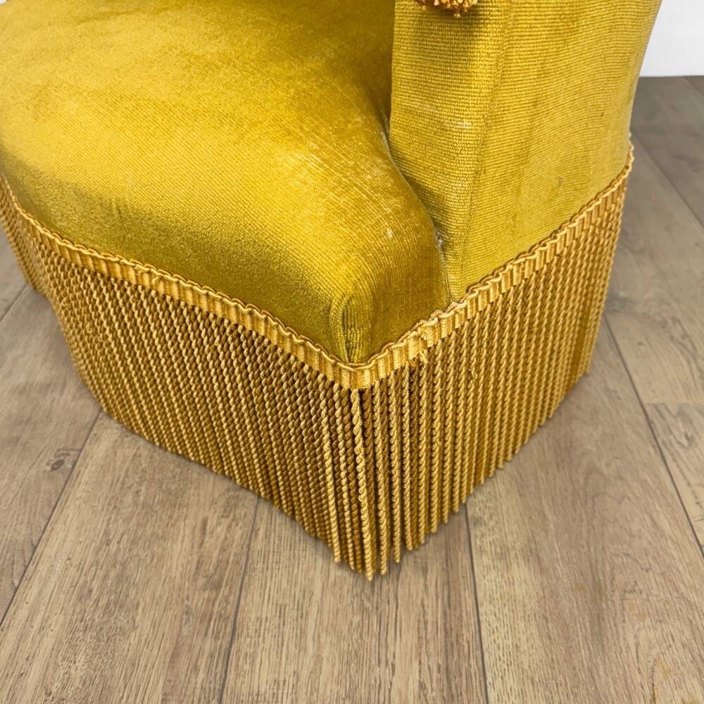 Paire de fauteuil crapauds velours moutarde