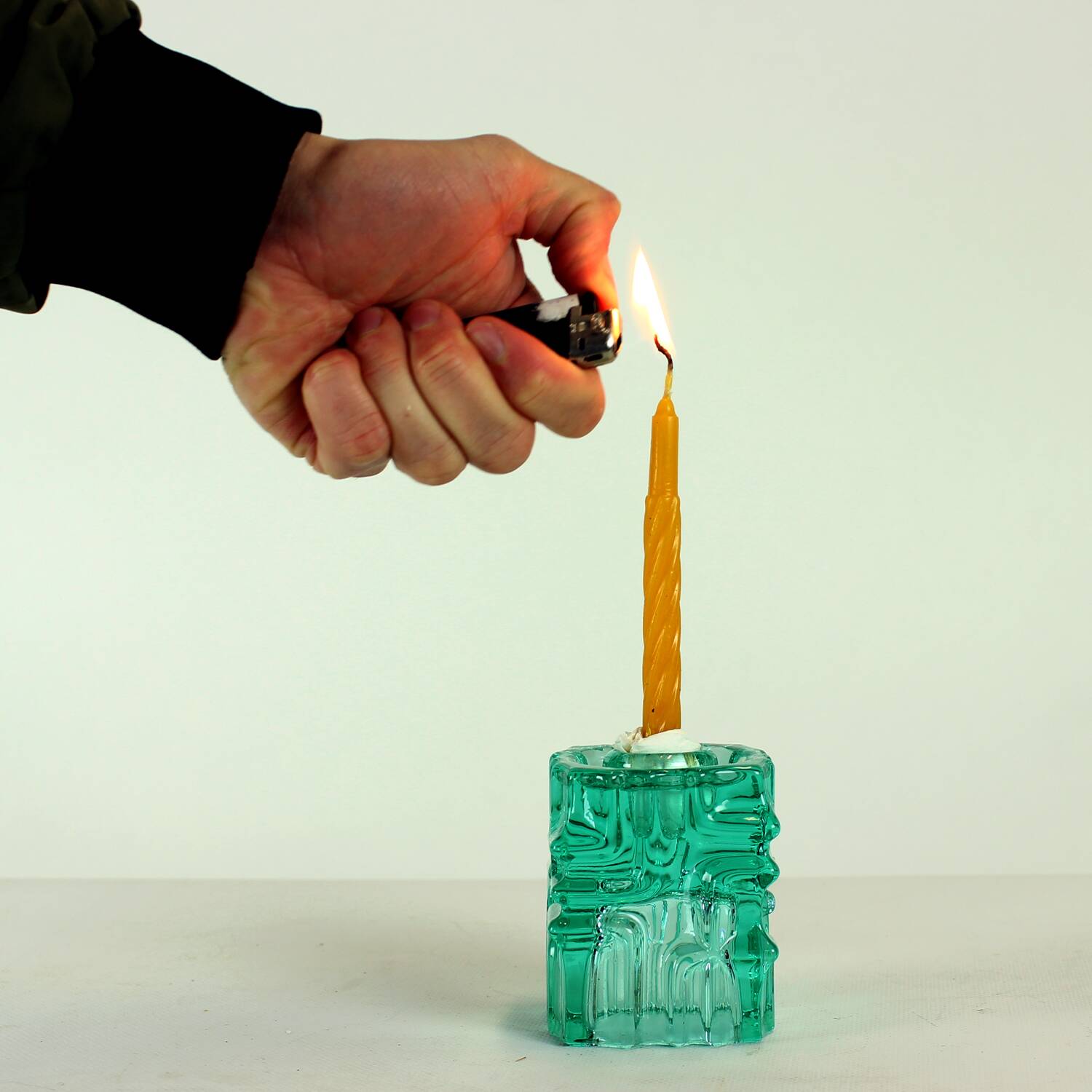 Vintage Glass Candle Holder By Vladislav Urban For Rosice, 1960s