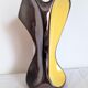 Art Deco vase in two-tone glazed ceramic (black/yellow), signed and numbered