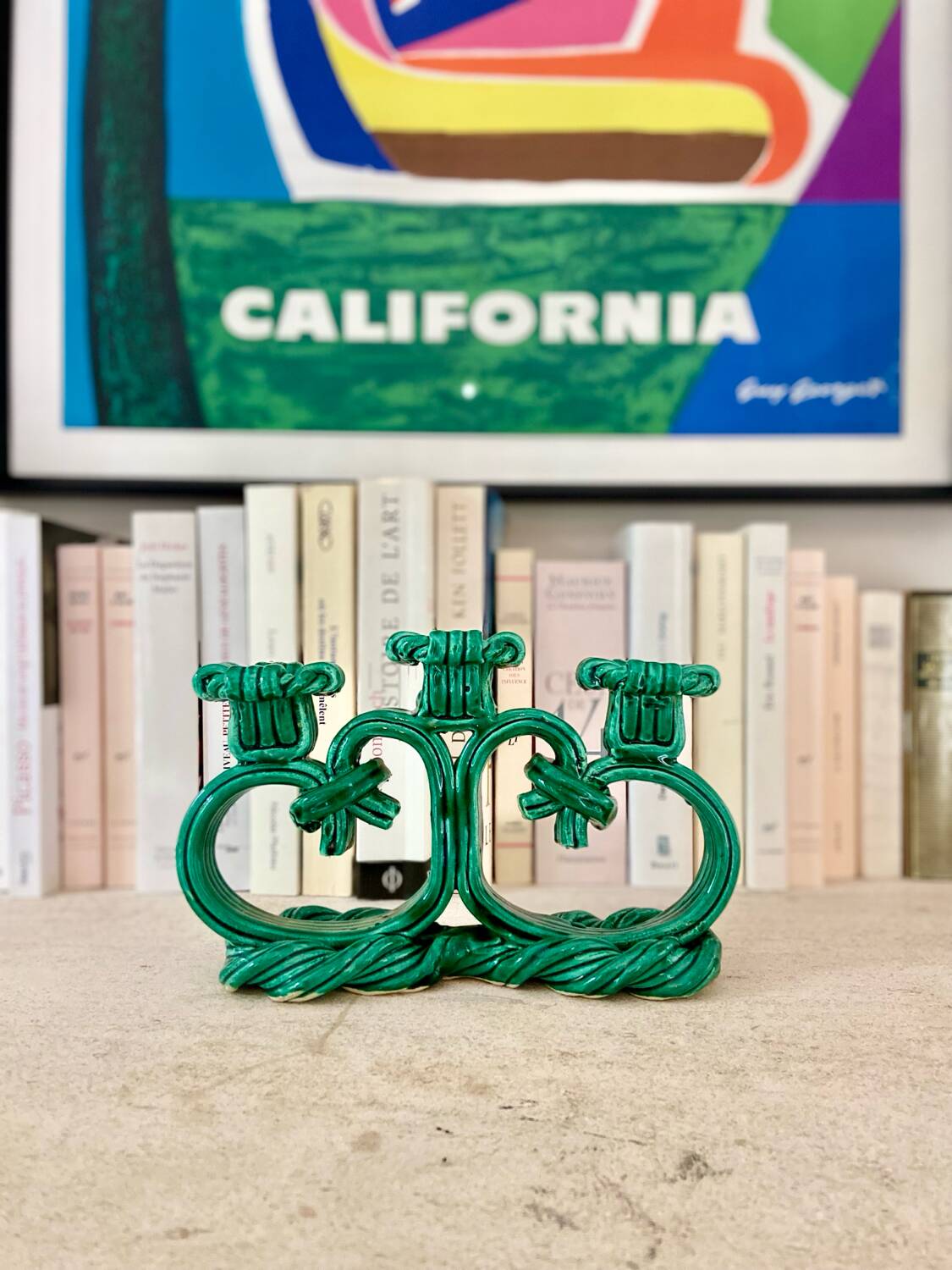 Ceramic candle holder signed Vallauris