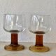 Lot of amber stem glasses from the 70s