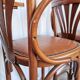 Set of 6 Vintage Bentwood Bar Stool Set: Brown Leather Seat, Nailhead Trim