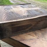 Antique cherry farmhouse table with 2 drawers and 1 pull-out