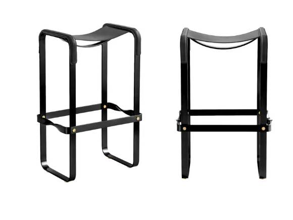Pair of black metal stools without a backrest.