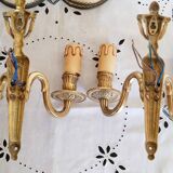 Appliques murales 2 feux en laiton/bronze  ,  style Louis XVI