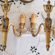 Appliques murales 2 feux en laiton/bronze  ,  style Louis XVI