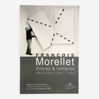 François morellet gravures / musée d'art et d'histoire de cholet, 1999. affiche originale