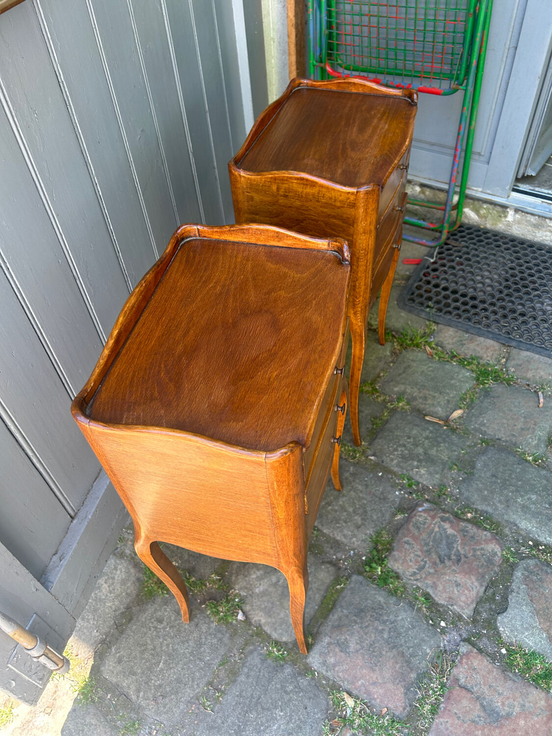 Pair of walnut bedside tables