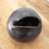 Ceramic Black Orb, Vintage Studio Pottery Art Piece, 1960/1970 Design