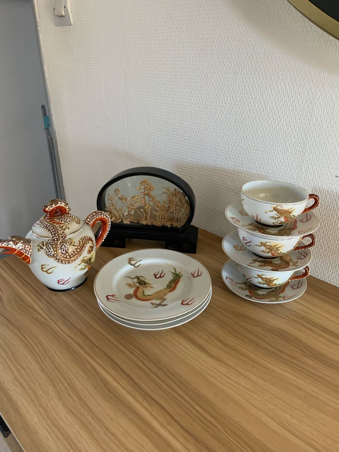 Japanese service with golden dragon pattern