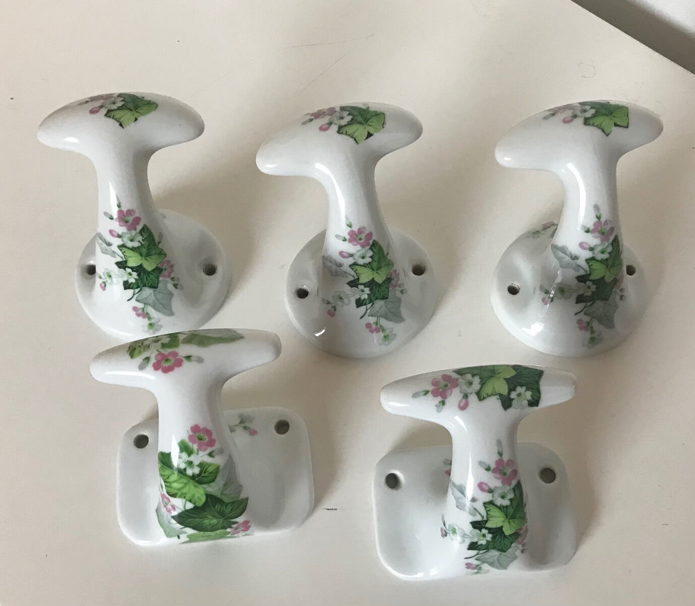Set of 5 Limoges porcelain patères