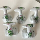 Set of 5 Limoges porcelain patères