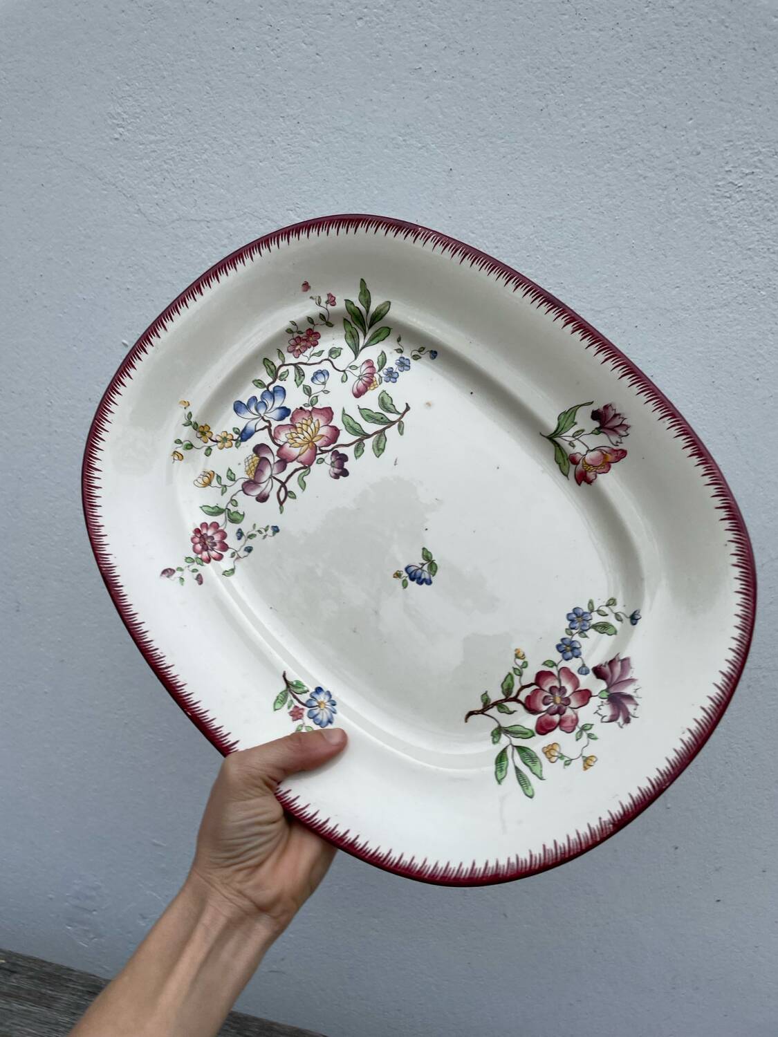 Strasbourg ironstone serving dish with Sarreguemines flowers